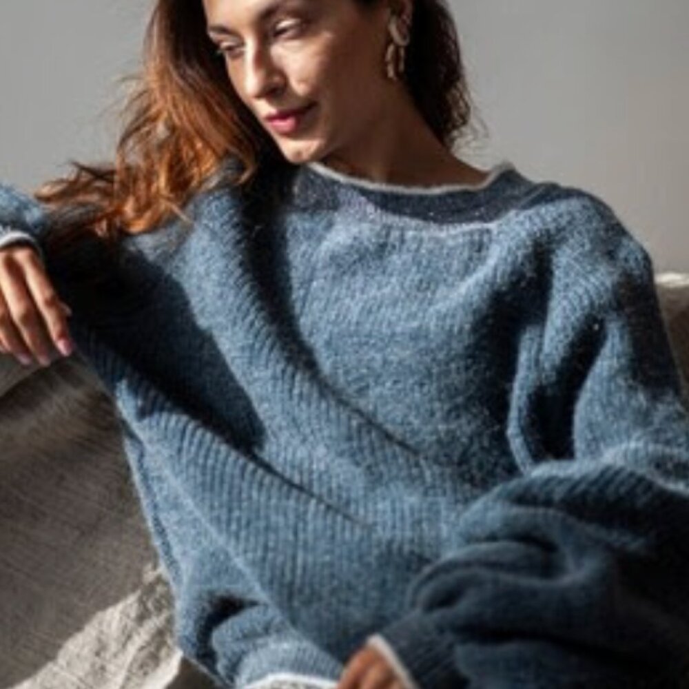 Blue Mohair Blend Sweater - Patis
